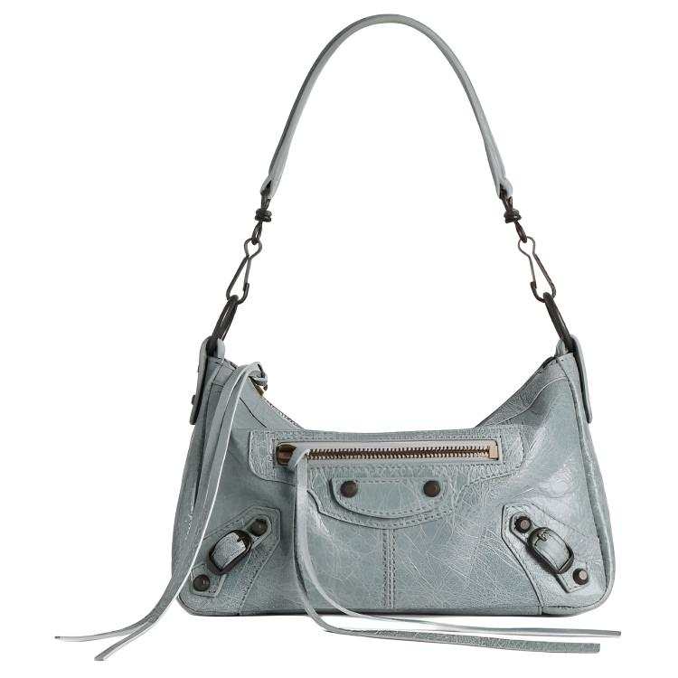 Balenciaga Le City Fine Grained Sheepskin Shoulder Bag Small Women's Blue Gray