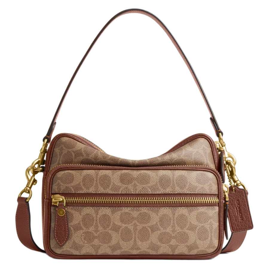 COACH DAKOTA Artificial Leather With Cow Leather Crossbody Handbag Medium Men's Brown Yellow
