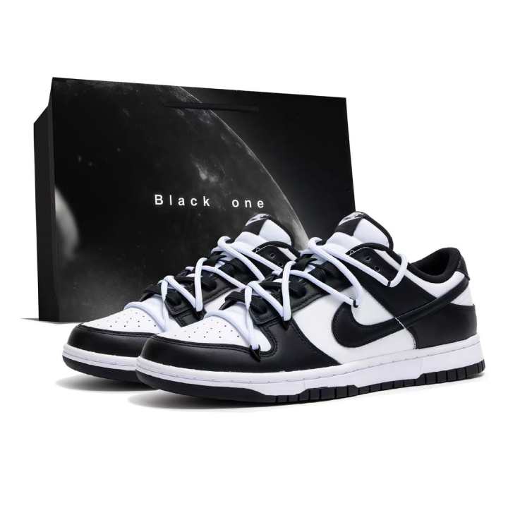 Nike Nike Dunk Classic, Deconstructed Double Shoelace Low top Skateboard Shoes Unisex Black White