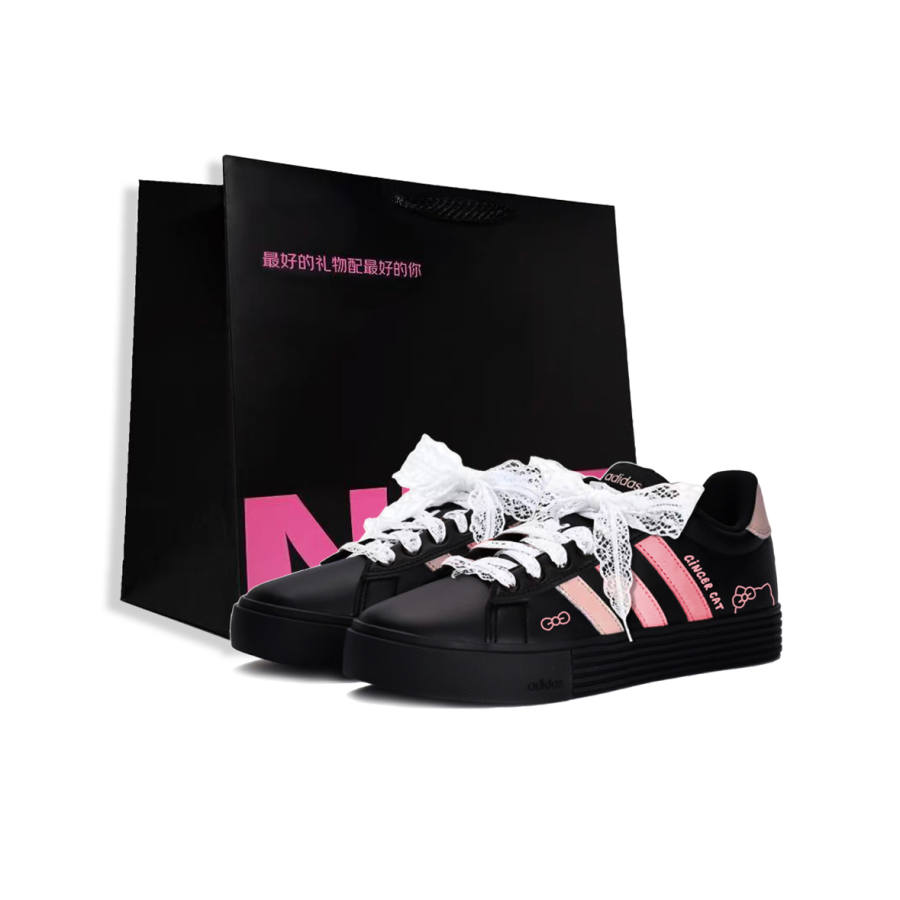 Adidas Adidas Daily 4.0 Star Joy Manufacturing, Urban Chic Style Meow Star Low top Skateboard Shoes Unisex Pink Black