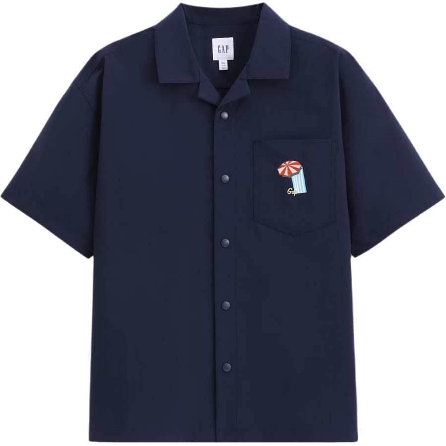 GAP Shirts Men's Marine Blue Cuban Collar Moderate