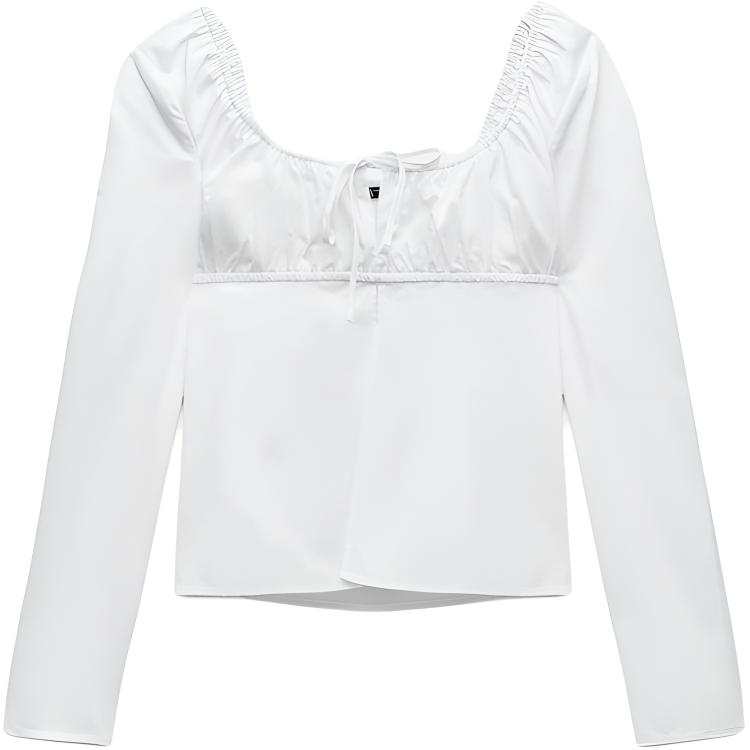 ZARA Shirts Women's White Square Collar Moderate