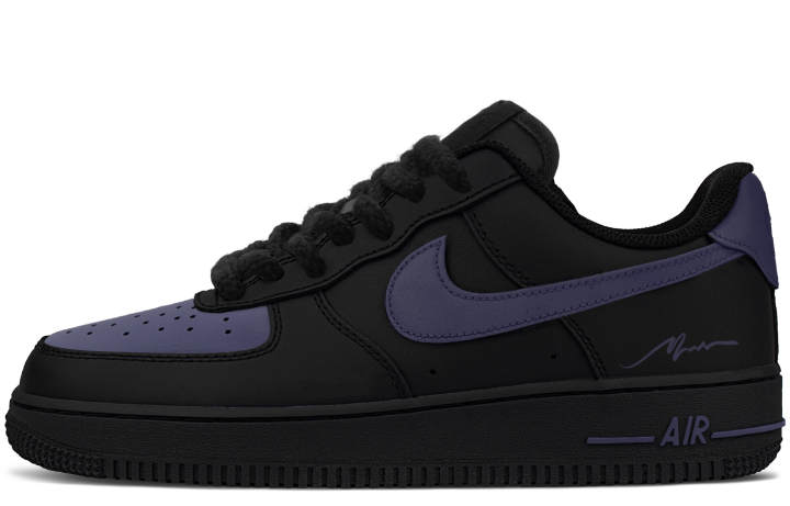 Nike Nike Air Force 1 Abrasion Resistant Height Increasing Low top Skateboard Shoes Unisex Black Purple