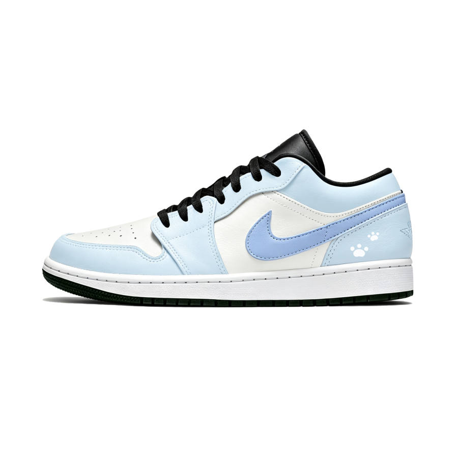 Jordan Jordan Air Jordan 1 Baby Blue Synthetic Leather Low top Basketball Shoes Women's Black Blue