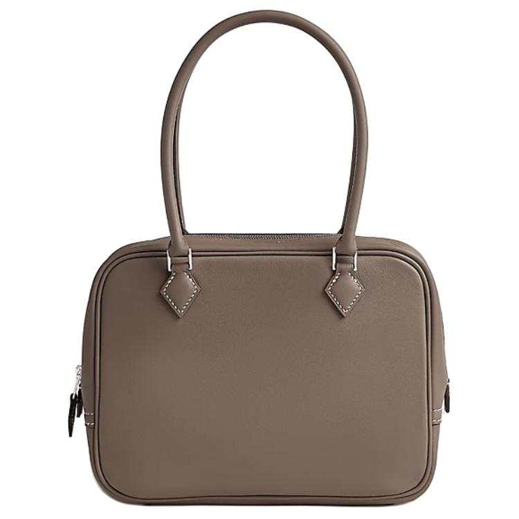 HERMES Plume Swift Leather Handbag 21 Women's 18Etoupe Elephant Gray