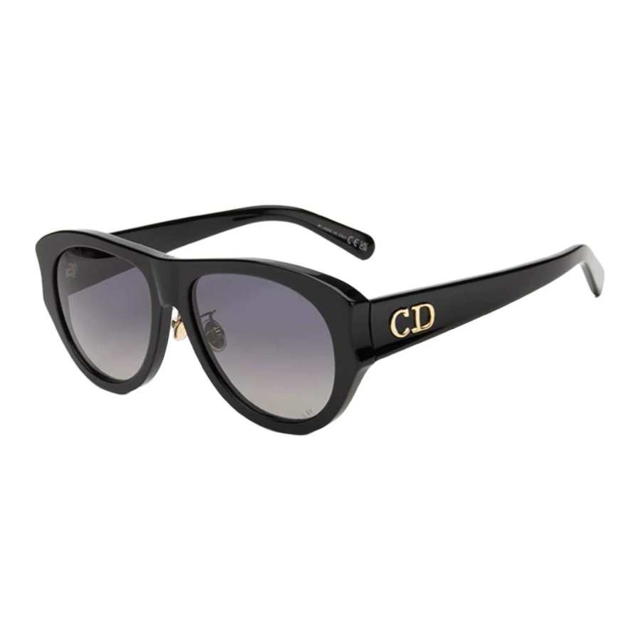DIOR DIOR Plate Irregular Shape Sunglasses Unisex Bright Black