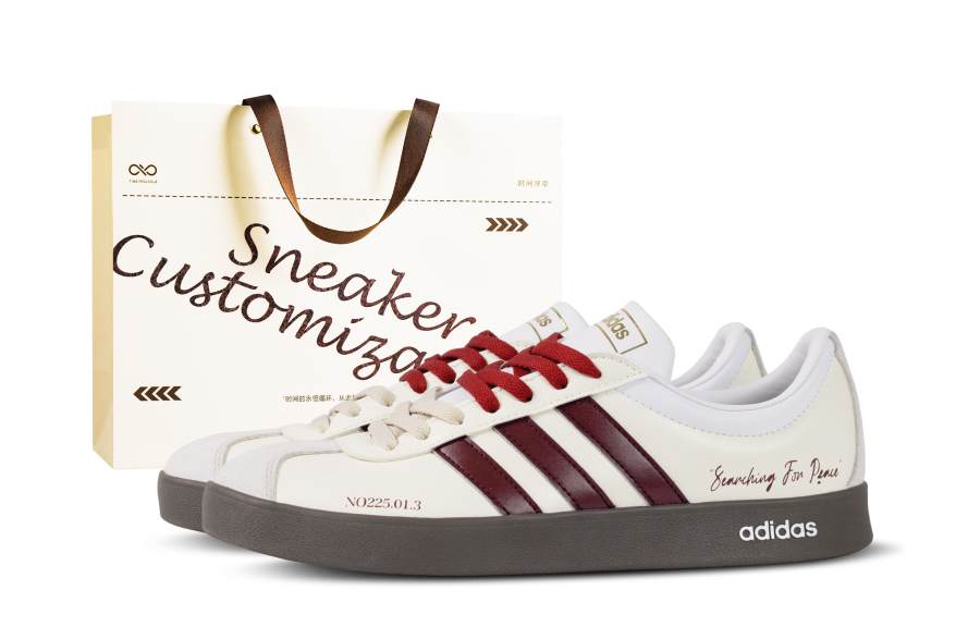 Adidas Adidas Vl Court Classic Burgundy Love Confession Low top Skateboard Shoes Unisex Beige Red