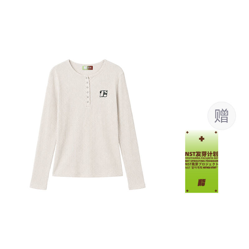 NSTNEW START T Shirts Women's Henry Collar Thin Straight Fit