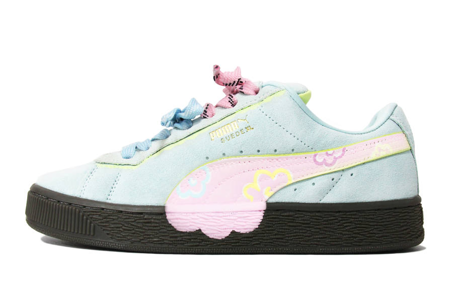 PUMA Suede XL Walking Planet, Spring Flower Low top Skateboard Shoes Unisex Blue Pink