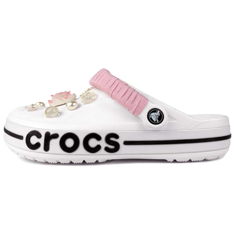 Crocs Crocs Bayaband Rose Secrets EVA Clogs Unisex Pink White