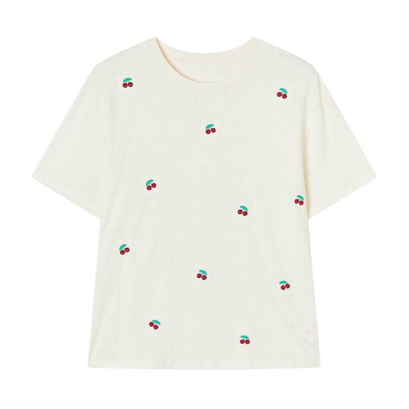 XIANGYING T Shirts Women's Beige Yellow Crew Neck Moderate