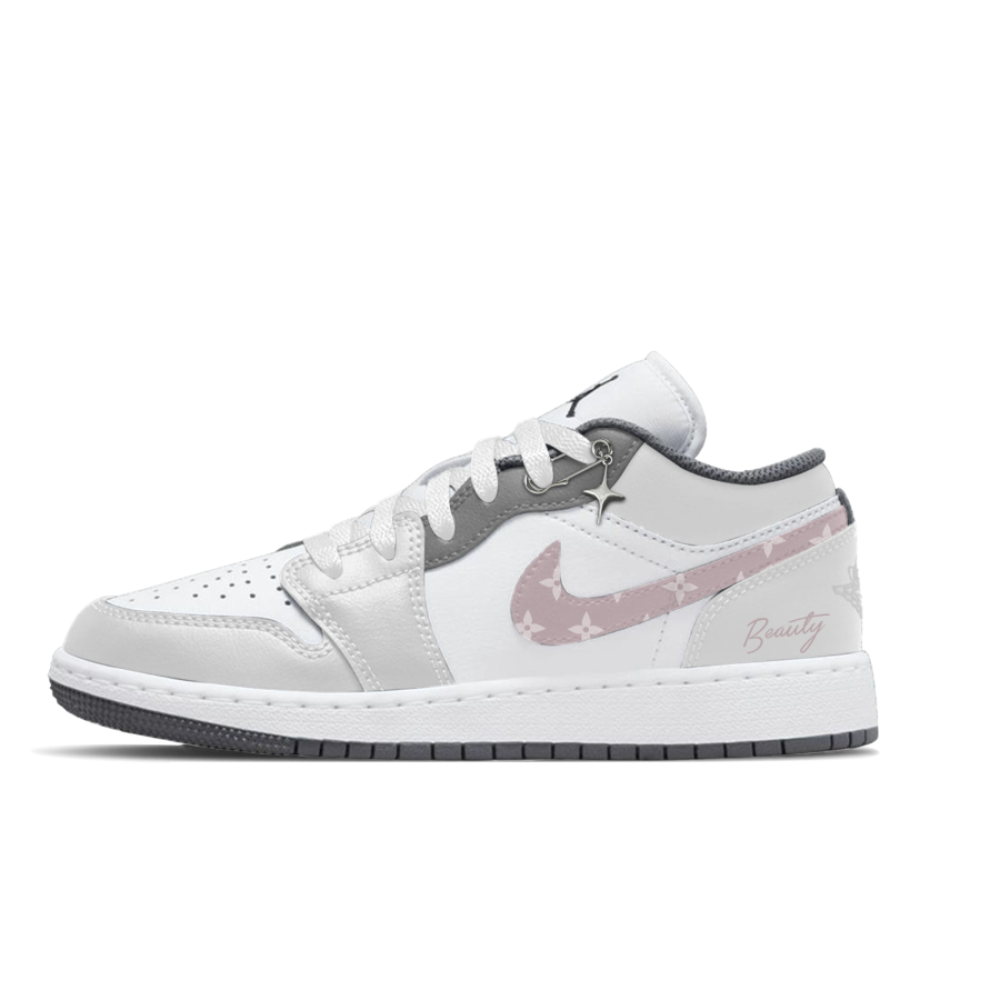Jordan Jordan Air Jordan 1 Dusty Pink Starry Sleep Slip Resistant Abrasion Resistant Low top Children's Basketball Shoes