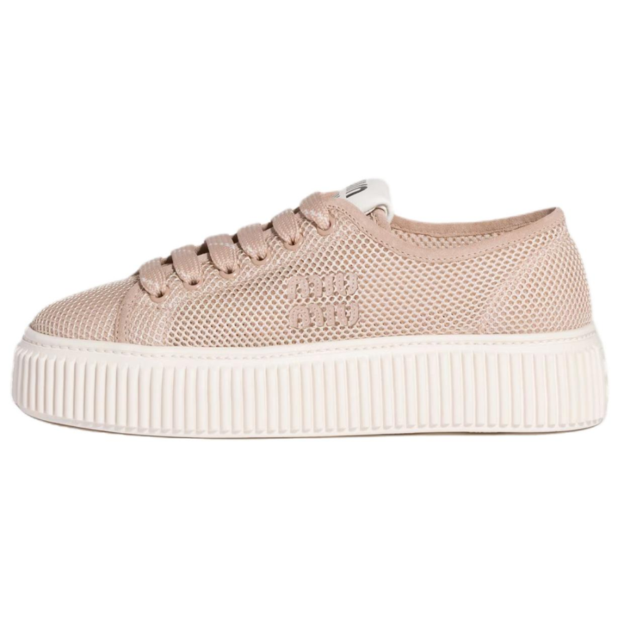 MIU MIU Low top Skateboard Shoes Women's Egg White Stone Color
