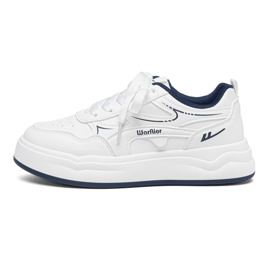 Warrior Synthetic Leather Abrasion Resistant Slip Resistant Skateboard Shoes Women's White Dark Blue