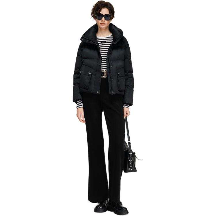 PINKO Down Jackets Women's Black Hooded Non Detachable Moderate Other