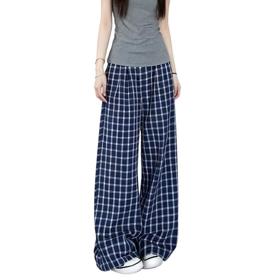 VENICEW Casual Pants Women's Blue Moderate Wide Leg Pants