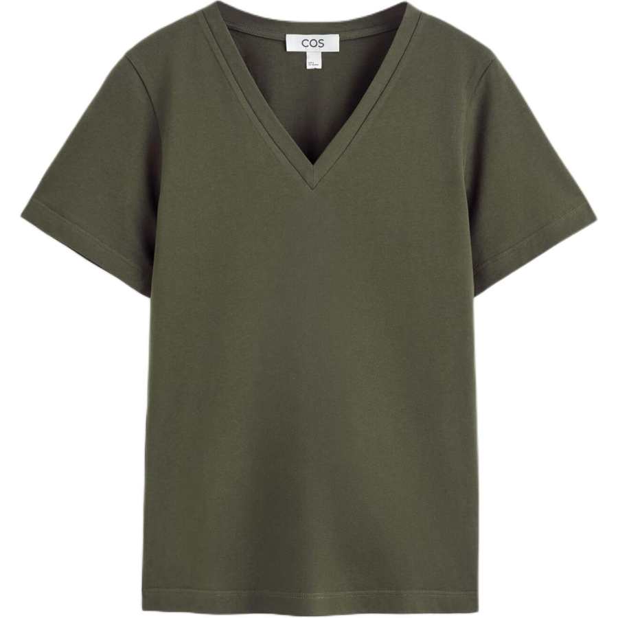 COS T Shirts Women's Khaki Green V Neck