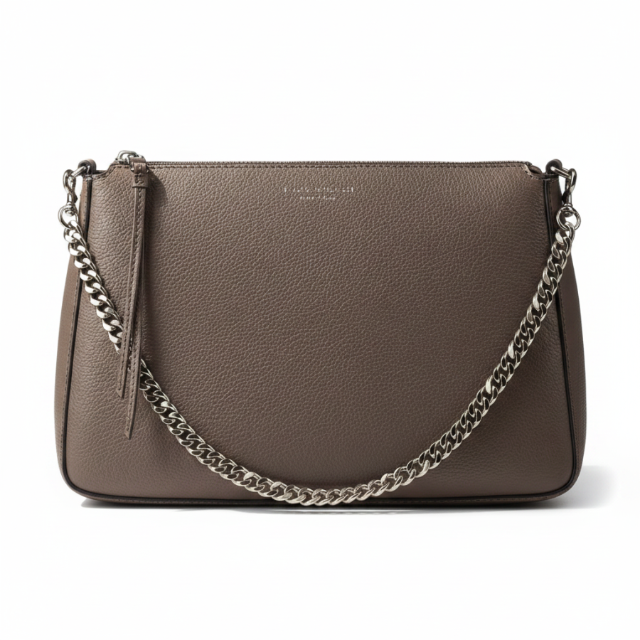 TORY BURCH Zip Closure Leather Crossbody Bags Women's Brown