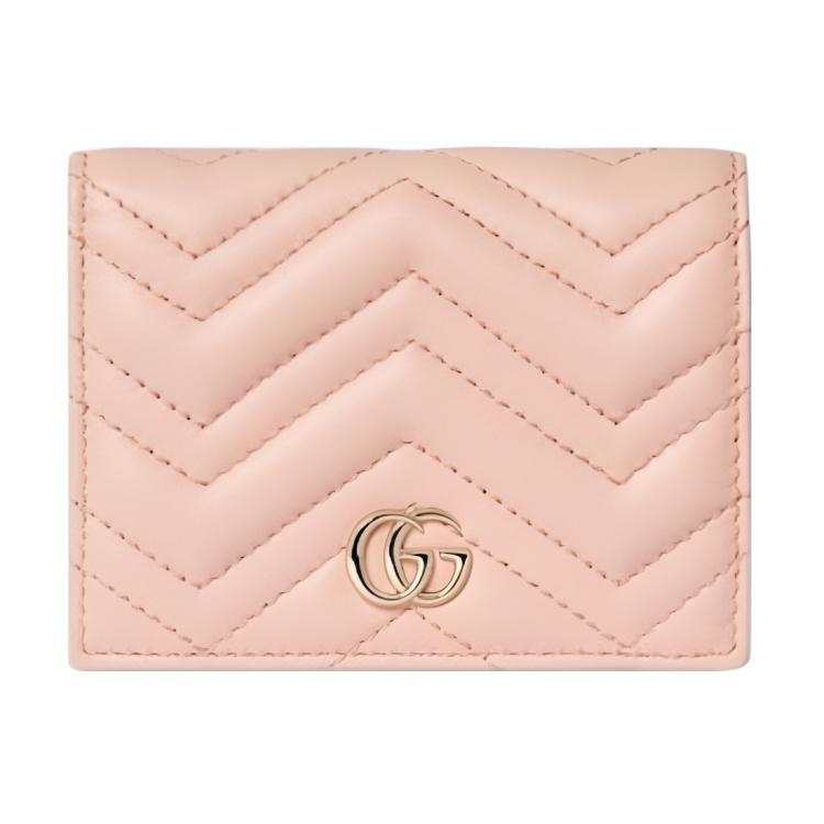 GUCCI GG Marmont Leather Wallet Small Women's Light Pink
