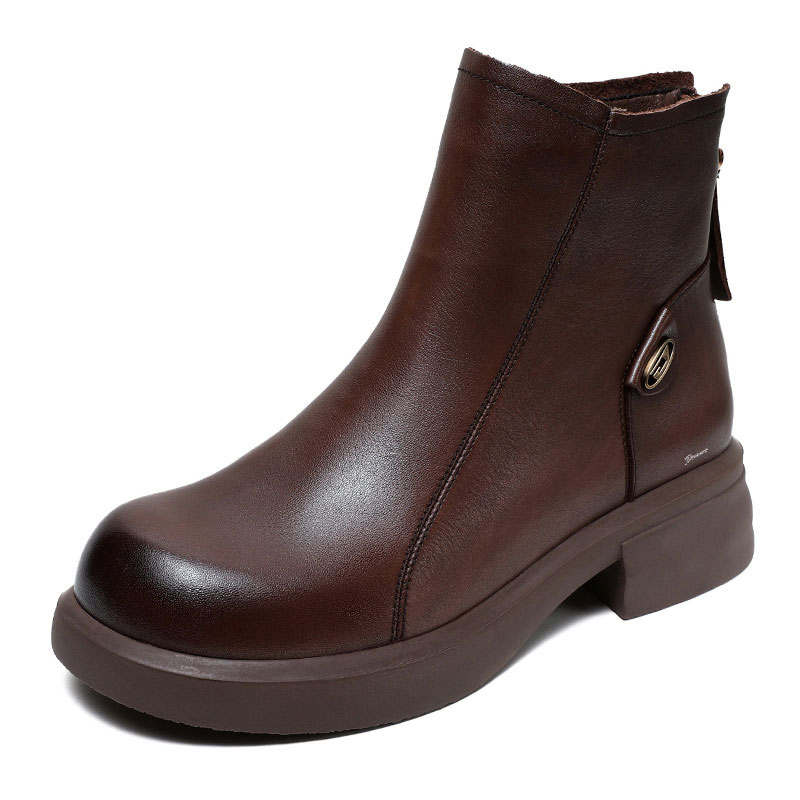 Devanro Devanro Top Grain Cow Leather Ankle Boots 4.0cm Women's