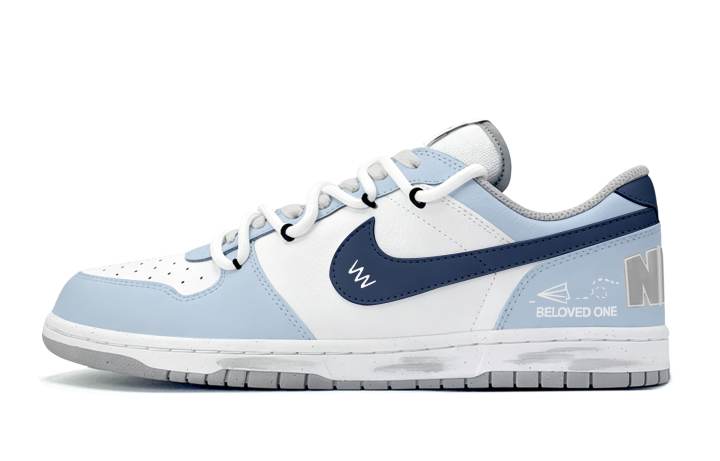 Nike Nike Big LEY Ice Blue Slip Resistant Abrasion Resistant Low top Skateboard Shoes Men's White Blue
