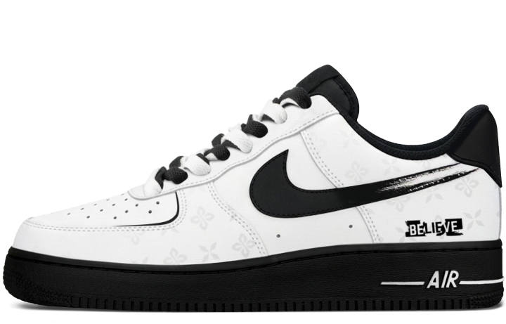 Nike Nike Air Force 1 Abrasion Resistant Lightweight Height Increasing Low top Skateboard Shoes Unisex Black White