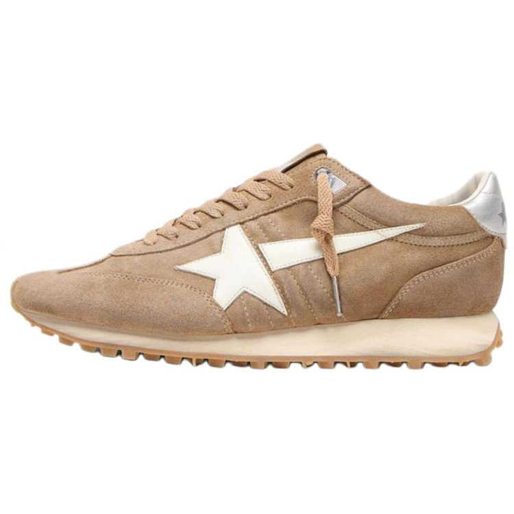 Golden Goose Marathon Running Maraton Cow Split Leather Low top Casual Shoes Men's Brown & White