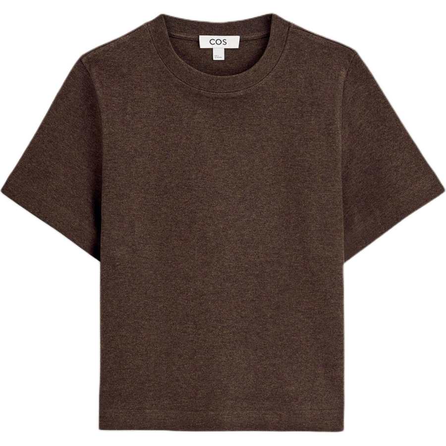 COS T Shirts Women's Dark Brown Crew Neck