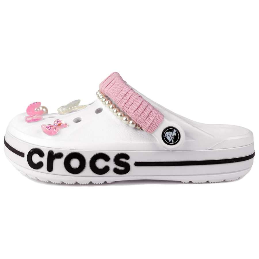 Crocs Crocs Bayaband Sweetheart Shell EVA Clogs Unisex Pink White