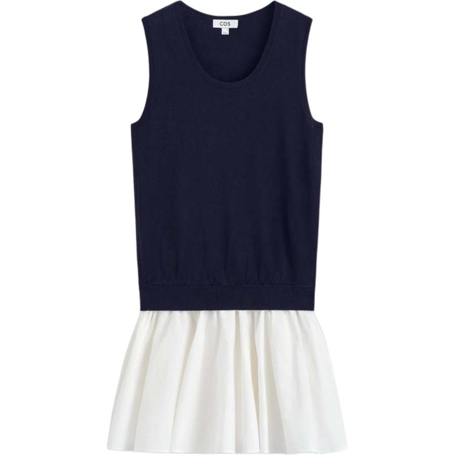 COS Sleeveless Dresses Women's Dark Blue Halter Moderate Short Skirt