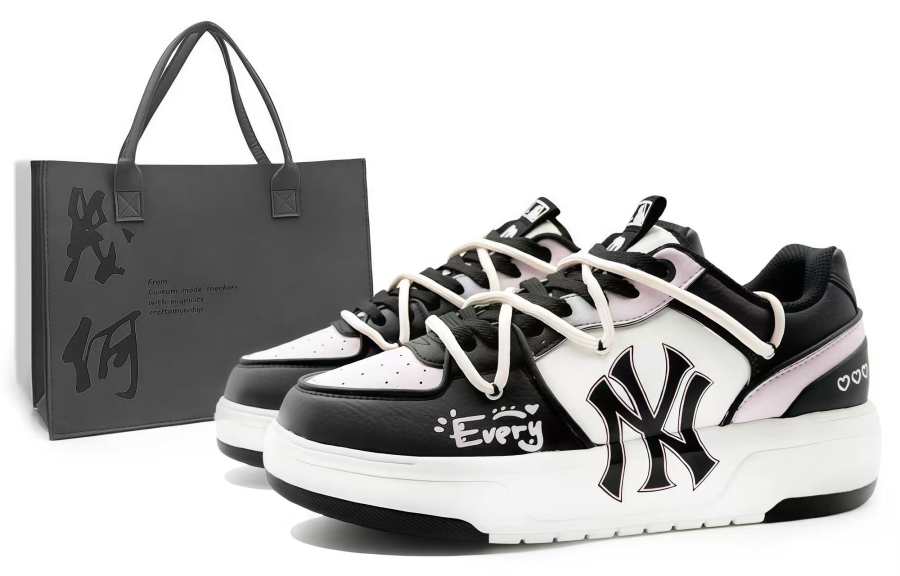 MLB Chunky Liner Pu Low top Skateboard Shoes Unisex Black Pink