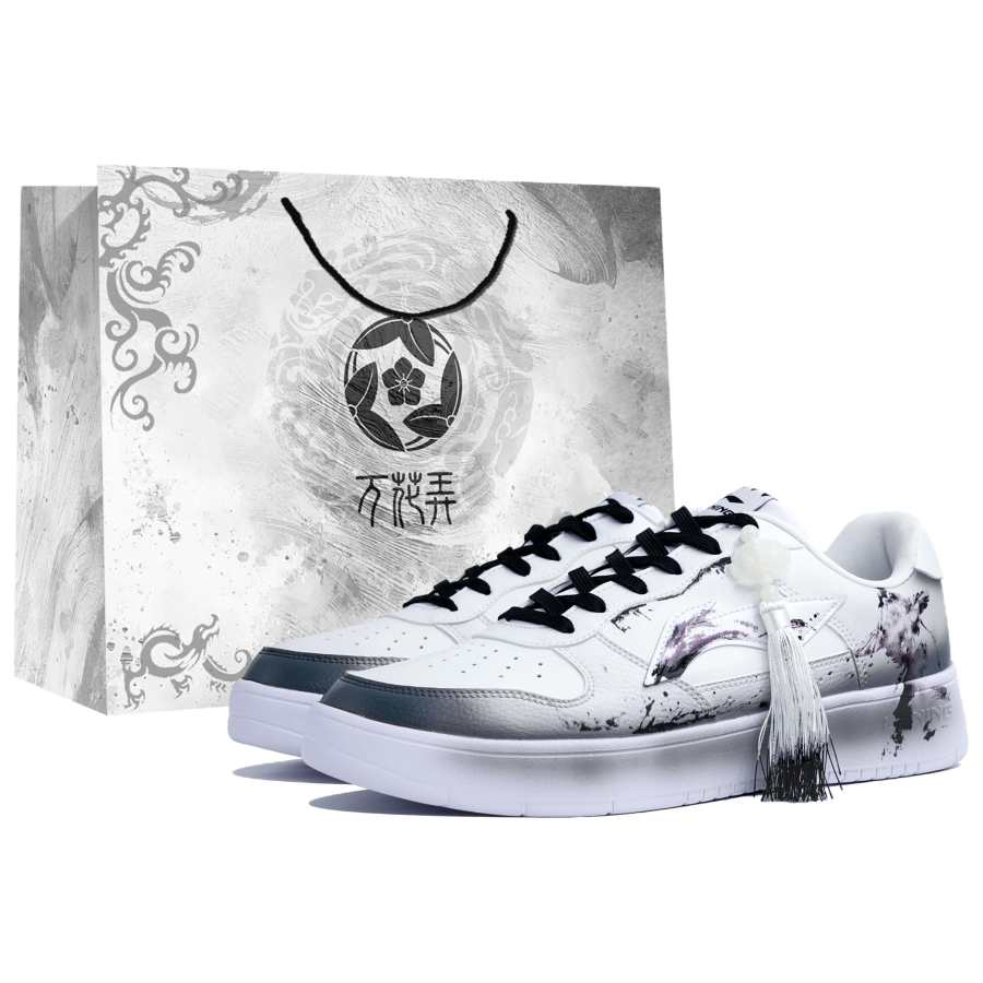 Li-Ning Li Ning Floating Boat Slip Resistant Abrasion Resistant Low top Skateboard Shoes Men's White Black
