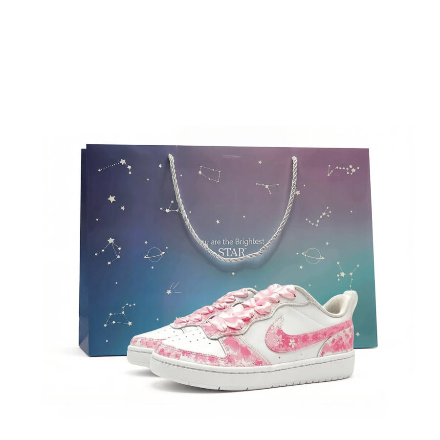 Nike Nike Court Borough Pink Mist Cherry Trail Leather Slip Resistant Cushioning Kids' Skateboarding Shoes Pink Teenagers