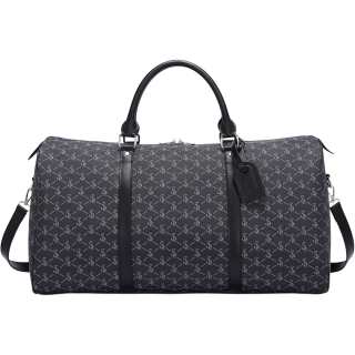 Slazenger PVC Boston Bag, Gym Bag, Travel Shoulder Bag, Crossbody Bag, Handbag Unisex Pattern Black