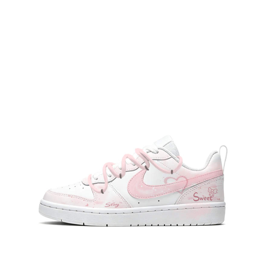 Nike Nike Court Borough Heart Knot Leather Low top Kids' Skateboarding Shoes Pink/White Teenagers
