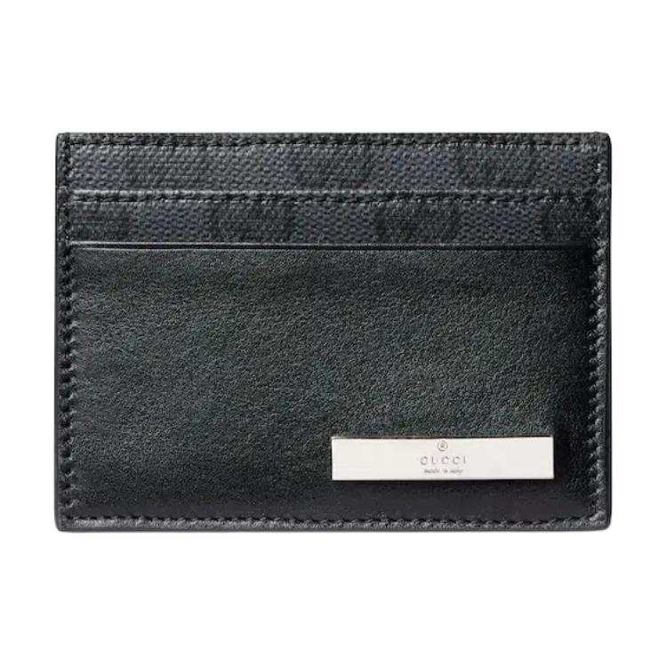 GUCCI Leather Card Holder Unisex Black