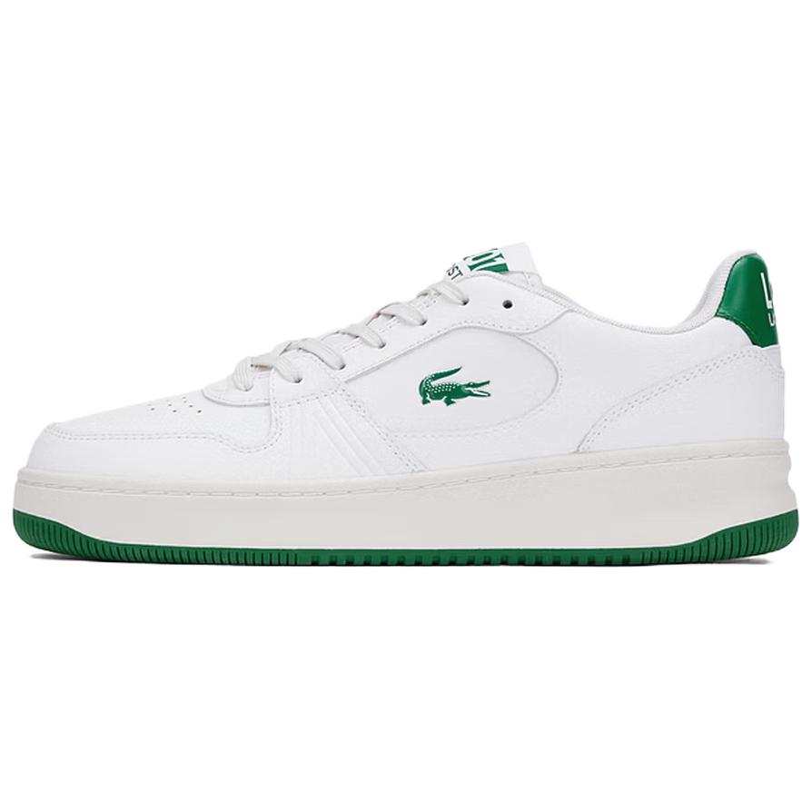 LACOSTE Split Cow Leather Low top Skateboard Shoes Men's White Green