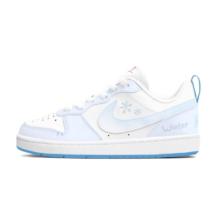 Nike Nike Court Borough Winter Star Snow Footprints Slip Resistant Abrasion Resistant Low top Kids' Skateboarding Shoes
