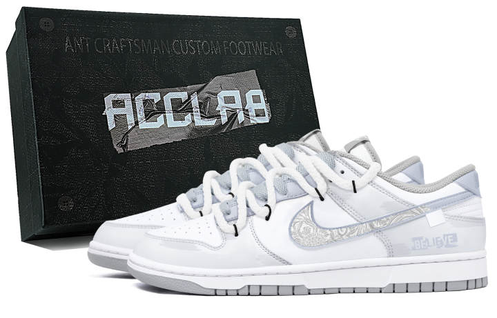 Nike Nike Dunk LOW RETRO Abrasion Resistant Height Increasing Low top Skateboard Shoes Unisex Gray White