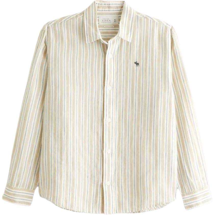 Abercrombie&Fitch Shirts Men's Light Yellow Stripes Lapel Moderate Other