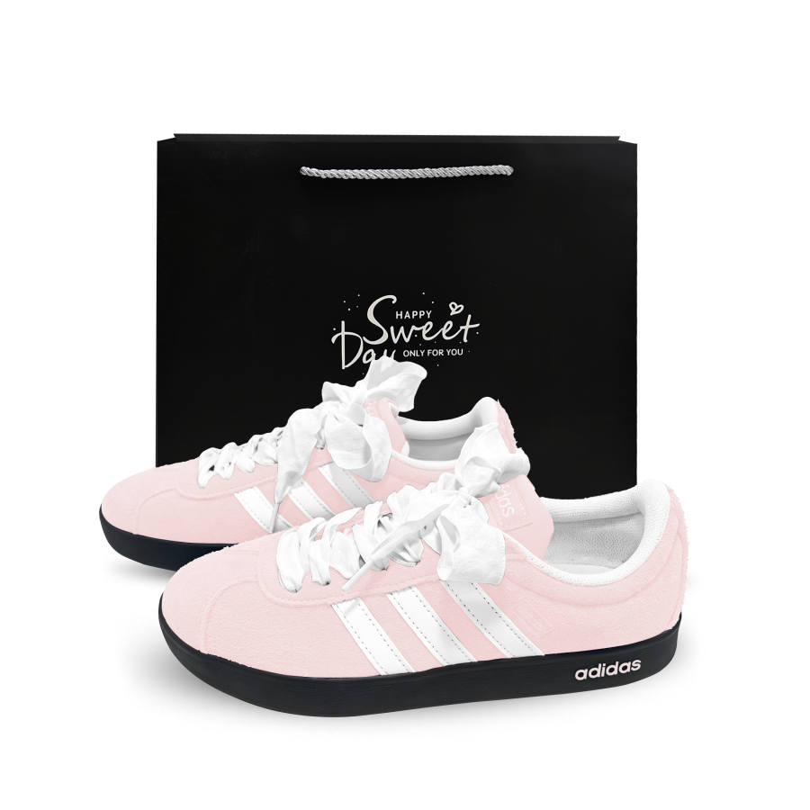 Adidas Adidas VL COURT 2.0 Honey Peach R Slip Resistant Cushioning Abrasion Resistant Low top German Army Trainers Unisex Pink
