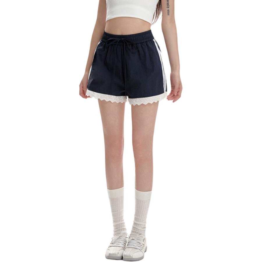 VENICEW Casual Shorts Women's Navy Blue Thin