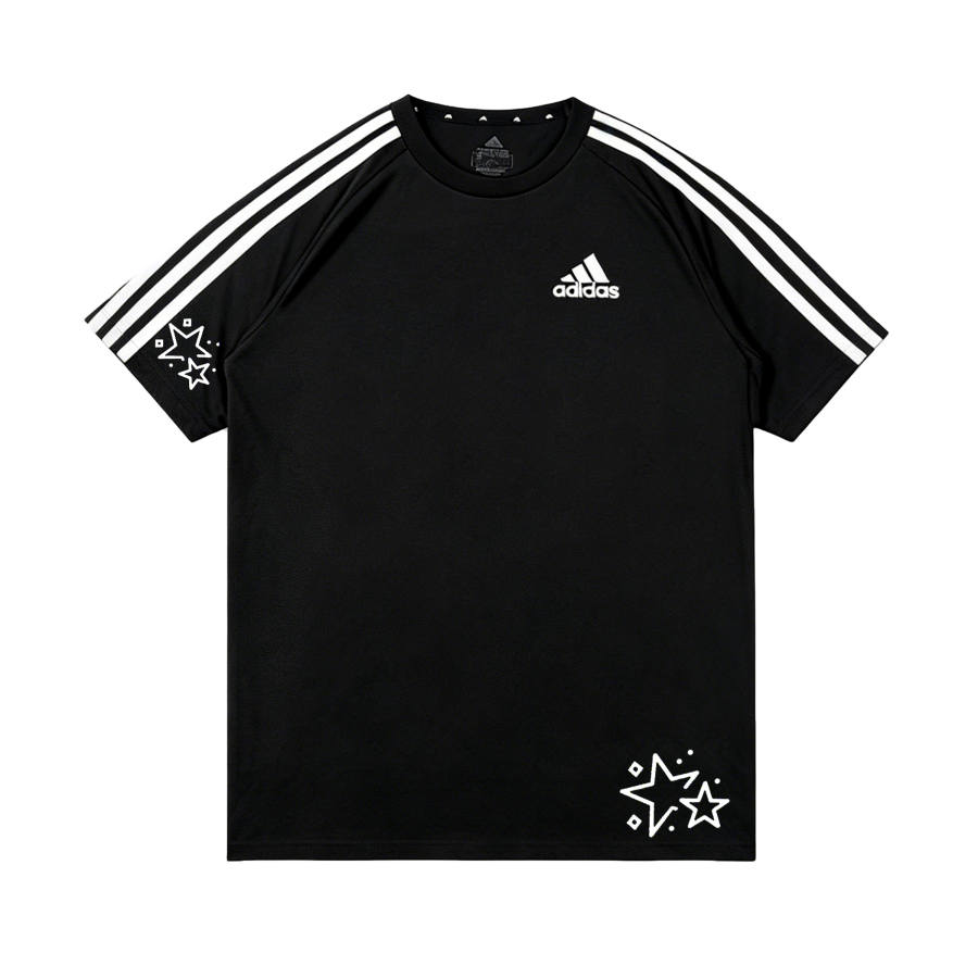 Adidas Adidas Football T Shirts Unisex Black/White Crew Neck Thin