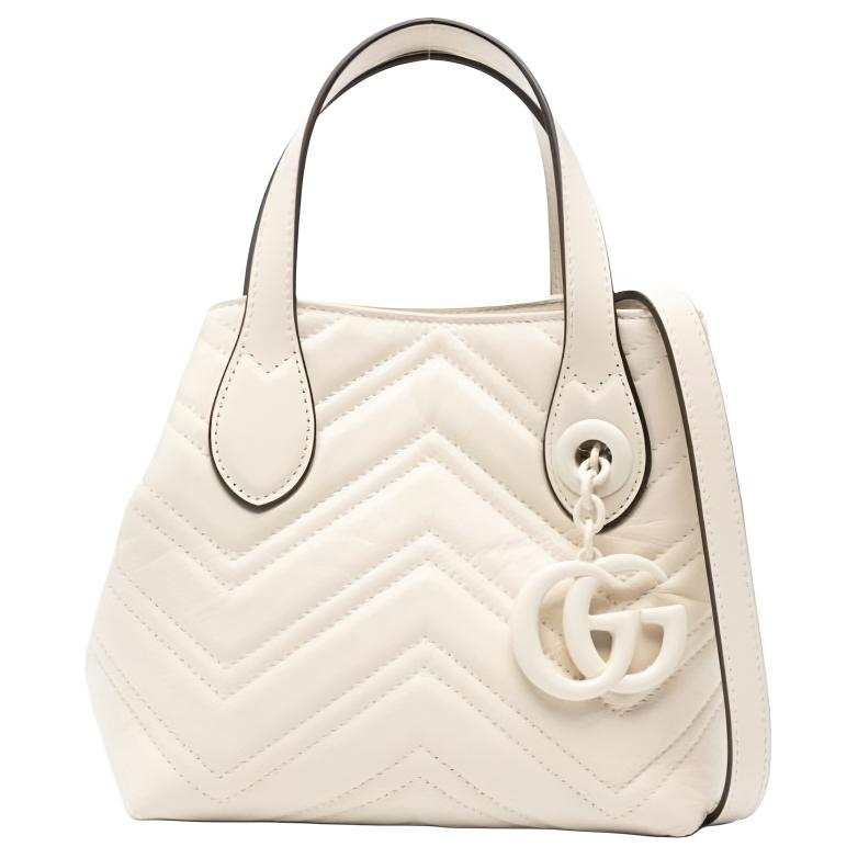 GUCCI GG Marmont Cow Leather Handbag Small Women's Ivory