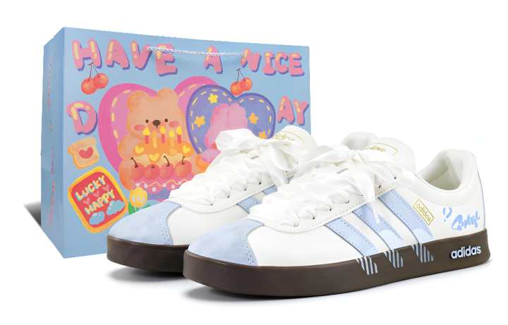 Adidas Adidas Vl Court Classic Light Blue Dreamscape Low top Skateboard Shoes Unisex Blue