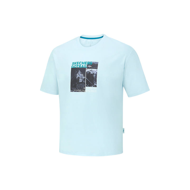 Skechers T Shirts Men's Tender Blue 01FQ Crew Neck Moderate
