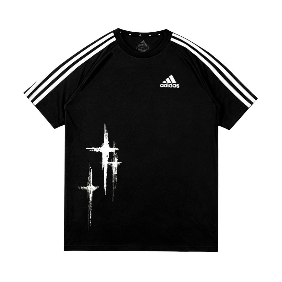Adidas Adidas Football T Shirts Unisex Black/White Crew Neck Thin