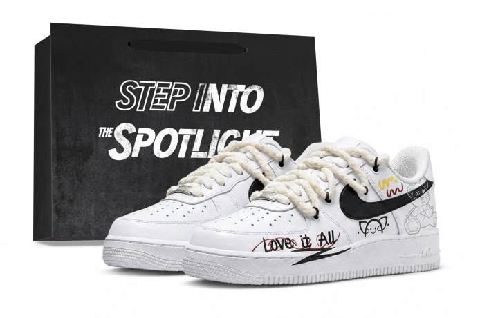 Nike Nike Air Force 1 Graffiti Bear, Air Force 1 Deconstructed Style Abrasion Resistant Lightweight Low top Skateboard Shoes