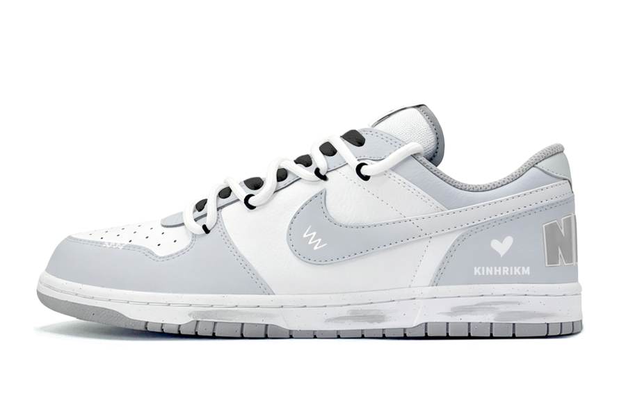 Nike Nike Big LEY Gray Scale Impression Slip Resistant Abrasion Resistant Low top Skateboard Shoes Men's White Gray