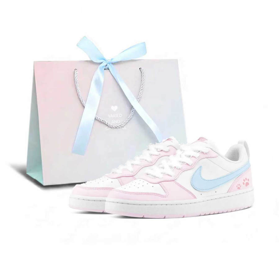 Nike Nike Court Borough Slip Resistant, Lightweight, And Breathable Skateboard Shoes Unisex Pink Blue